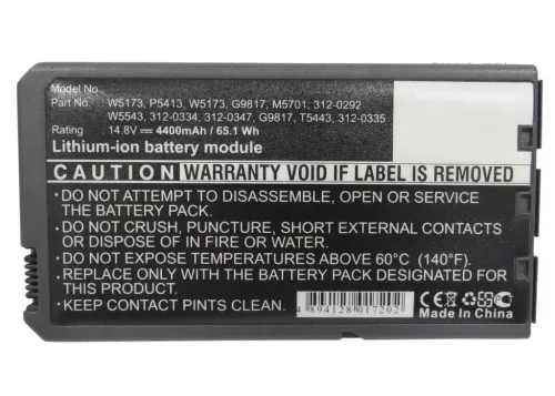 Dell 312-0292, 312-0326, 312-0334, 312-0335, 312-0347 Laptop akkumulátor - 4400mAh (14.8V Fekete) - Utángyártott