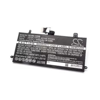   6CYH6, 725KY, B102286-0001, J0PGR, JOPGR, K5XWW Laptop akkumulátor - 5200mAh (7.6V Fekete) - Utángyártott
