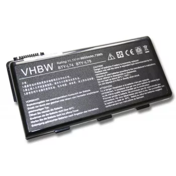   MSI BTY-L74, BTY-L75 Laptop akkumulátor - 6600mAh (11.1V Fekete) - Utángyártott