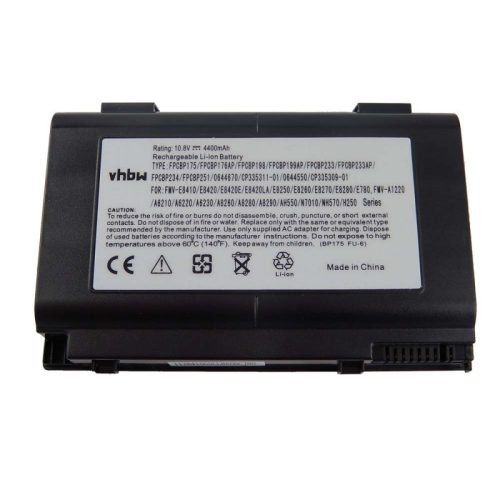 FPCBP175 Laptop akkumulátor - 4400mAh (10.8V Fekete) - Utángyártott