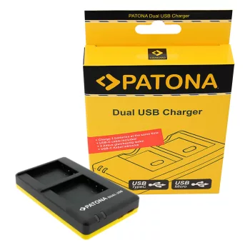   Panasonic DMC-GF6 Dual akkumulátor töltő Micro-USB kábellel - Utángyártott