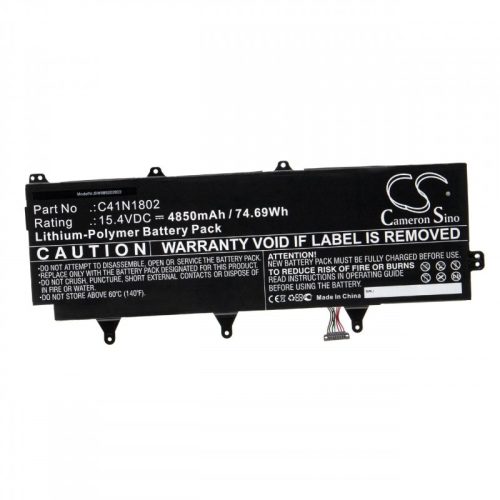 Asus C41N1802 Laptop akkumulátor - 4850mAh (15.4V Fekete) - Utángyártott