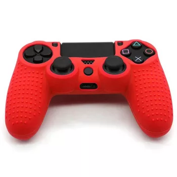   Anti-Slip Csúszásgátló markolatú szilikon tok PlayStation 4 / PS4 kontrollerekhez - piros - Utángyártott