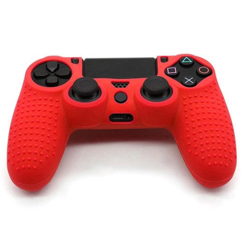 Anti-Slip Csúszásgátló markolatú szilikon tok PlayStation 4 / PS4 kontrollerekhez - piros - Utángyártott