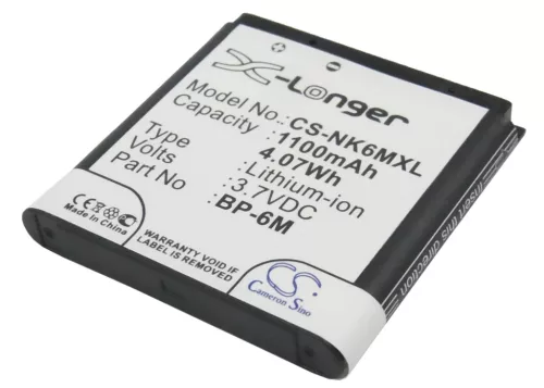 Nokia 3250 készülékhez mobiltelefon akkumulátor (Li-Ion, 1100mAh / 4.07Wh, 3.7V) - Utángyártott