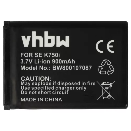 Sony Ericsson D750 készülékhez mobiltelefon akkumulátor (Li-Ion, 900mAh / 3.33Wh, 3.7V) - Utángyártott