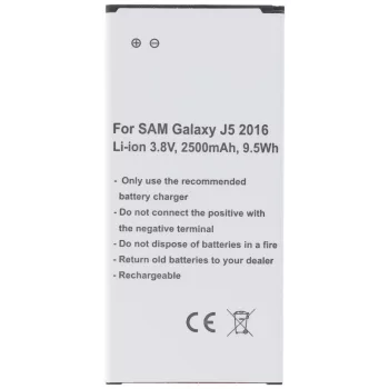   Samsung Galaxy J5 2016 készülékhez mobiltelefon akkumulátor (Li-Ion, 2500mAh / 9.63Wh, 3.85V) - Utángyártott