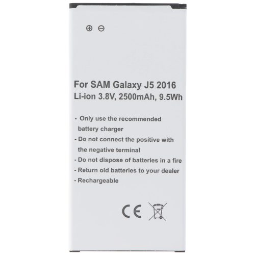 Samsung Galaxy J5 2016 készülékhez mobiltelefon akkumulátor (Li-Ion, 2500mAh / 9.63Wh, 3.85V) - Utángyártott