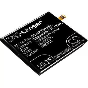   Nokia 3.1 készülékhez mobiltelefon akkumulátor (Li-Polymer, 2900mAh / 11.17Wh, 3.85V) - Utángyártott