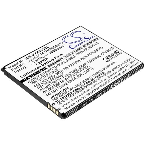 ZTE Z3153 készülékhez mobiltelefon akkumulátor (Li-Ion, 1900mAh / 7.22Wh, 3.8V) - Utángyártott