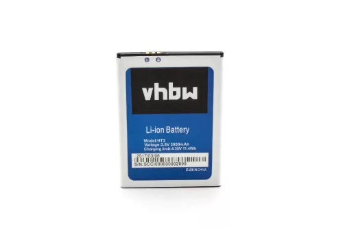 HomTom HT3 készülékhez mobiltelefon akkumulátor (Li-Ion, 3000mAh / 11.4Wh, 3.8V) - Utángyártott