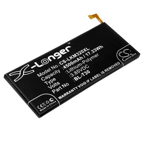 LG K10 Power készülékhez mobiltelefon akkumulátor (Li-Polymer, 4500mAh / 17.33Wh, 3.85V) - Utángyártott