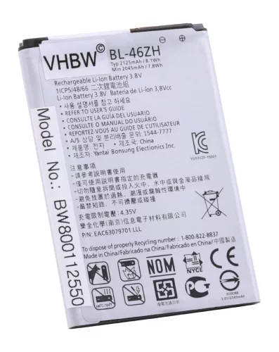 LG AS330 készülékhez mobiltelefon akkumulátor (Li-Ion, 2125mAh / 8.07Wh, 3.8V) - Utángyártott