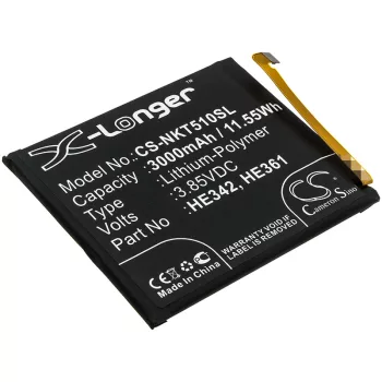   Nokia 5.1 Plus készülékhez mobiltelefon akkumulátor (Li-Polymer, 3000mAh / 11.55Wh, 3.85V) - Utángyártott