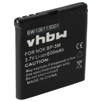   Nokia BP-5M helyettesítő mobiltelefon akkumulátor (Li-Ion, 600mAh / 2.22Wh, 3.7V) - Utángyártott
