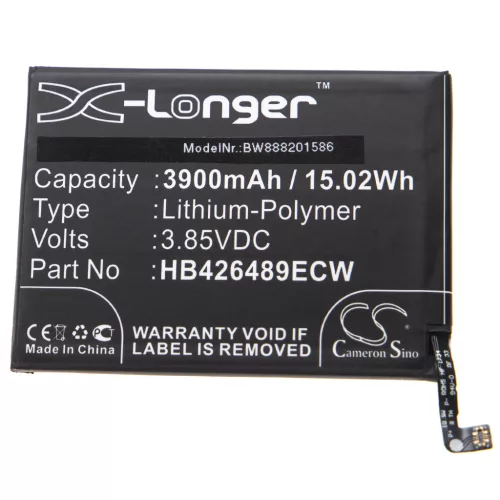 Huawei HB426489ECW helyettesítő mobiltelefon akkumulátor (Li-Polymer, 3900mAh / 15.02Wh, 3.85V) - Utángyártott