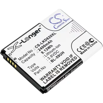   LG BL-59UH helyettesítő mobiltelefon akkumulátor (Li-Ion, 2400mAh / 9.12Wh, 3.8V) - Utángyártott