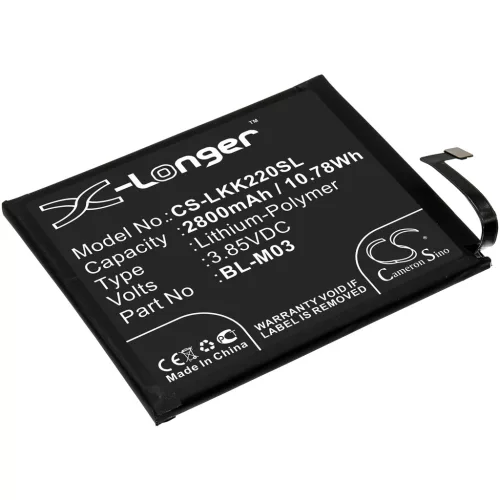 LG BL-M03 helyettesítő mobiltelefon akkumulátor (Li-Polymer, 2800mAh / 10.78Wh, 3.85V) - Utángyártott