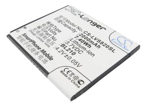 Lenovo BL210 helyettesítő mobiltelefon akkumulátor (Li-Ion, 2000mAh / 7.4Wh, 3.7V) - Utángyártott