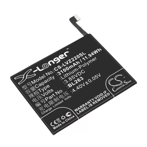 Lenovo BL263 helyettesítő mobiltelefon akkumulátor (Li-Polymer, 3100mAh / 11.94Wh, 3.85V) - Utángyártott