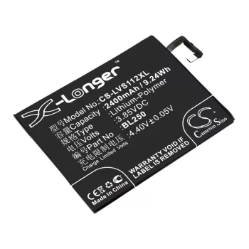   Lenovo BL250 helyettesítő mobiltelefon akkumulátor (Li-Polymer, 2400mAh / 9.24Wh, 3.85V) - Utángyártott