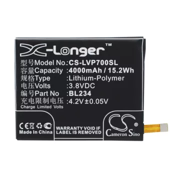   Lenovo BL234 helyettesítő mobiltelefon akkumulátor (Li-Polymer, 4000mAh / 15.2Wh, 3.8V) - Utángyártott