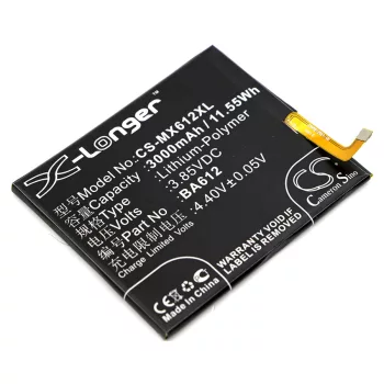  Meizu BA612 helyettesítő mobiltelefon akkumulátor (Li-Polymer, 3000mAh / 11.55Wh, 3.85V) - Utángyártott