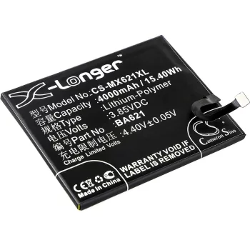   Meizu BA621 helyettesítő mobiltelefon akkumulátor (Li-Polymer, 4000mAh / 15.4Wh, 3.85V) - Utángyártott