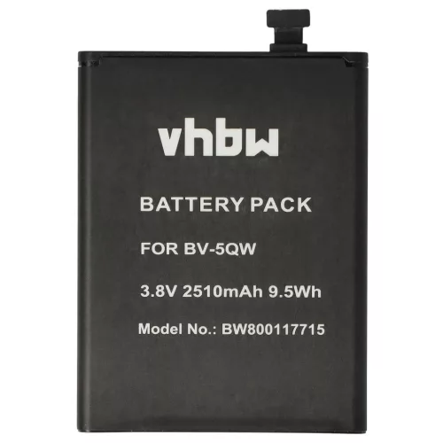 Microsoft / Nokia BV-5QW helyettesítő mobiltelefon akkumulátor (Li-Ion, 2510mAh / 9.54Wh, 3.8V) - Utángyártott