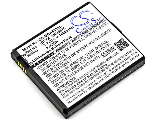 Motorola BP7X helyettesítő mobiltelefon akkumulátor (Li-Ion, 1600mAh / 5.92Wh, 3.7V) - Utángyártott