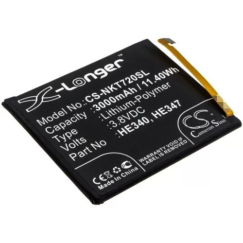 Nokia HE340 helyettesítő mobiltelefon akkumulátor (Li-Polymer, 3000mAh / 11.4Wh, 3.8V) - Utángyártott