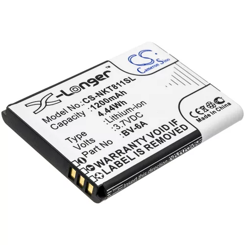 Nokia BV-6A helyettesítő mobiltelefon akkumulátor (Li-Ion, 1200mAh / 4.44Wh, 3.7V) - Utángyártott