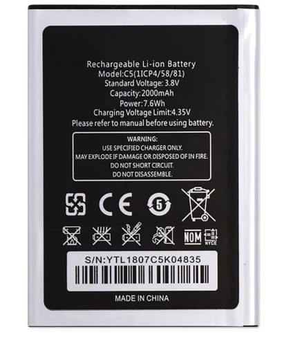 Oukitel C5 készülékhez mobiltelefon akkumulátor (Li-Ion, 2000mAh / 7.6Wh, 3.8V) - Utángyártott