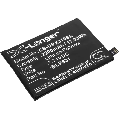 Oppo BLP831 helyettesítő mobiltelefon akkumulátor (Li-Polymer, 7.74V, 2200mAh / 17.03Wh) - Utángyártott