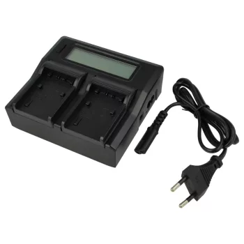   Sony AC-VQP10, BC-TRP akkumulátorokhoz dual töltő szett LCD kijelzővel (5V, 2.1 A) - Utángyártott