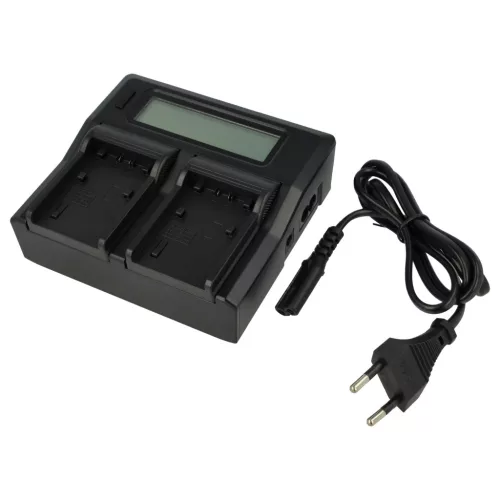 Sony AC-VQP10, BC-TRP akkumulátorokhoz dual töltő szett LCD kijelzővel (5V, 2.1 A) - Utángyártott