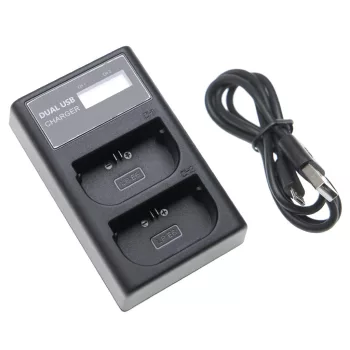  Canon Batteriegriff BG-E7 készülékhez dupla töltőállomás LCD kijelzővel (8.4V, 0.5 A) - Utángyártott