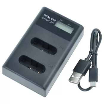   Sony BC-CSXB, BC-DCY akkumulátorokhoz dupla töltőállomás LCD kijelzővel (4.2V, 0.5 A) - Utángyártott