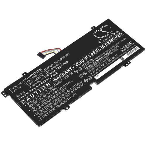 Lenovo SB10X82539 helyettesítő laptop akkumulátor (Li-Polymer, 7.68V, 3850mAh / 29.57Wh) - Utángyártott