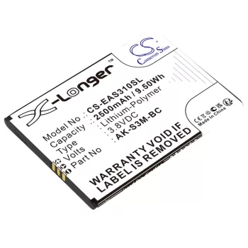   Emporia AK-S3M-BC helyettesítő mobiltelefon akkumulátor (Li-Polymer, 3.8V, 2500mAh / 9.5Wh) - Utángyártott