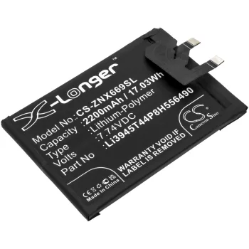   ZTE Li3945T44P8H556490 helyettesítő mobiltelefon akkumulátor (Li-Polymer, 7.74V, 2200mAh / 17.03Wh) - Utángyártott