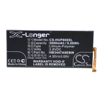   Huawei HB3447A9EBW helyettesítő mobiltelefon akkumulátor (Li-Polymer, 3.8V, 2600mAh / 9.88Wh) - Utángyártott