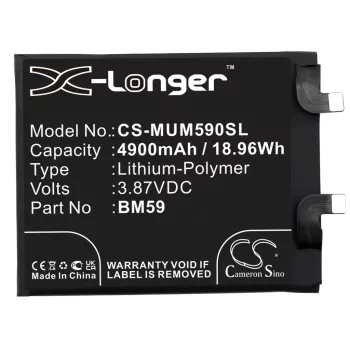   Xiaomi BM59 helyettesítő mobiltelefon akkumulátor (Li-Polymer, 3.87V, 4900mAh / 18.96Wh) - Utángyártott