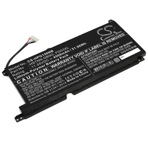 HP PG03XL helyettesítő laptop akkumulátor (Li-Polymer, 11.55V, 4500mAh / 51.98Wh) - Utángyártott