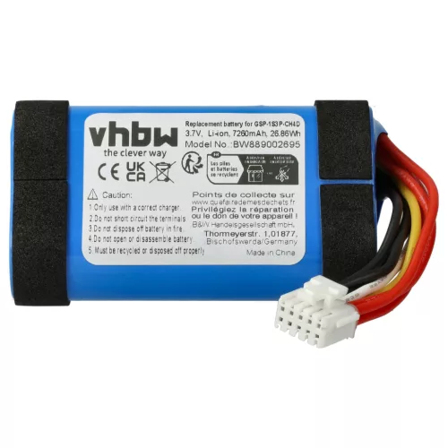 JBL GSP-1S3P-CH4D helyettesítő hangszóró akkumulátor (Li-Ion, 3.7V, 7260mAh / 26.86Wh) - Utángyártott