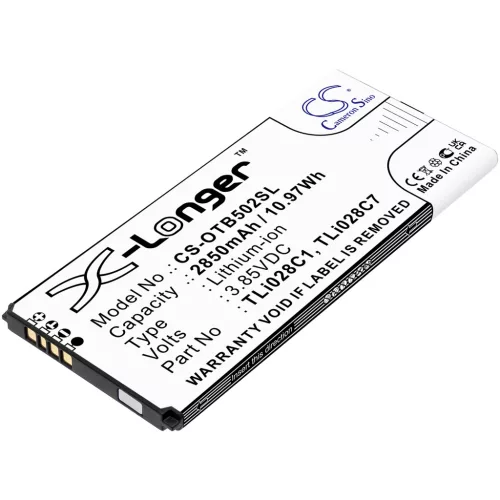 Alcatel TLi028C7 helyettesítő mobiltelefon akkumulátor (Li-Ion, 3.85V, 2850mAh / 10.97Wh) - Utángyártott