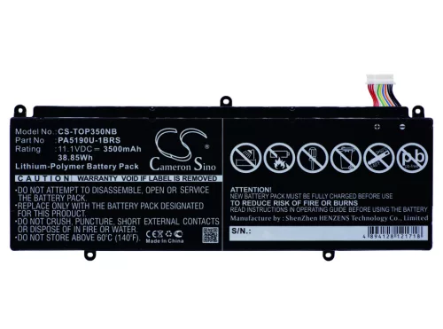 Toshiba PA5190U-1BRS helyettesítő laptop akkumulátor (Li-Polymer, 11.1V, 3500mAh / 38.85Wh) - Utángyártott