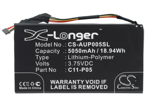 Asus C11-P05 helyettesítő tablet akkumulátor (Li-Polymer, 3.75V, 5050mAh / 18.94Wh) - Utángyártott