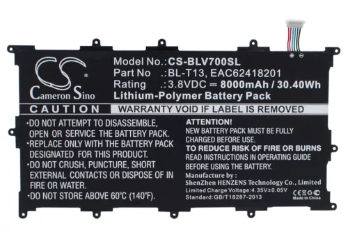 LG EAC62418201 helyettesítő tablet akkumulátor (Li-Polymer, 3.8V, 8000mAh / 30.40Wh) - Utángyártott