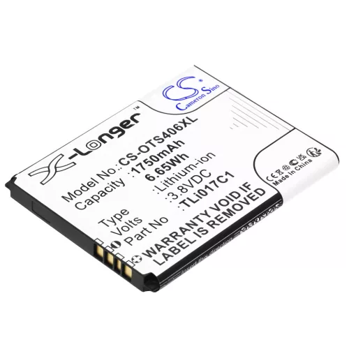 Alcatel TLi017D1 helyettesítő mobiltelefon akkumulátor (Li-ion, 3.8V, 6.65Wh / 1750mAh) - Utángyártott